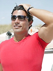 Athletic latin dude posing outdoor
