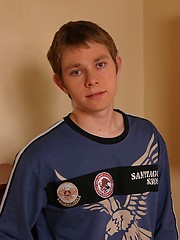 Little teen boy plays with his big cock