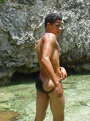 Sexy latino twink posing for the camera outdoors