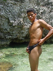 Sexy latino twink posing for the camera outdoors