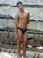 Sexy latino twink posing for the camera outdoors