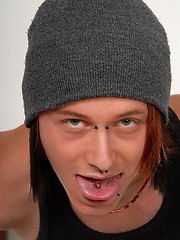 Young pierced boy and his uncut dick