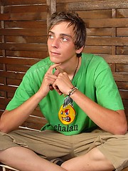 Innocent twink boy shows his big cock