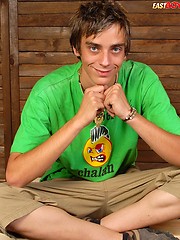 Innocent twink boy shows his big cock