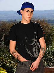 Skater boy in outdoor softcore scene