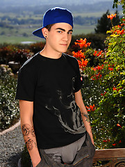 Skater boy in outdoor softcore scene