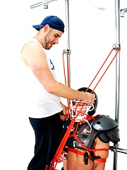 Bounded jock in footbal uniform pics