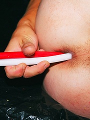 Horny gay twink plays with his ass