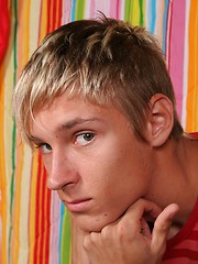 Cute blonde twink jacking off cock until cums