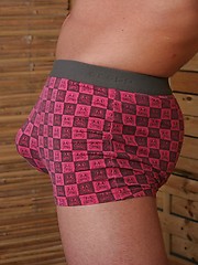 Hot brunette boy shows uncut cock