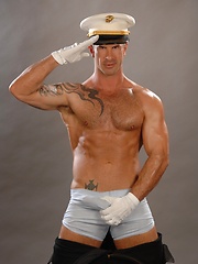 Hottest muscle guy posing in leather and sailor uniforms