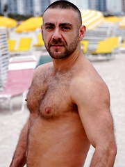 Hunky dad Manu showing his furry body