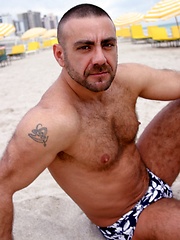 Hunky dad Manu showing his furry body