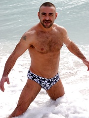 Hunky dad Manu showing his furry body
