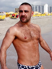 Hunky dad Manu showing his furry body
