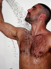 Hunky dad Manu showing his furry body