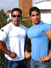 Two hot bodybulders under sun