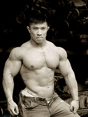 Strong asian bodybuilder