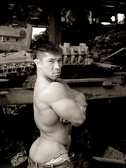 Strong asian bodybuilder