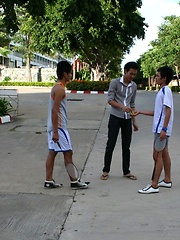 Three Thai Gay Boys in The Badminton Big Cock