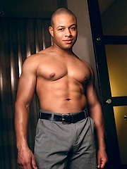 Bald muscle man naked