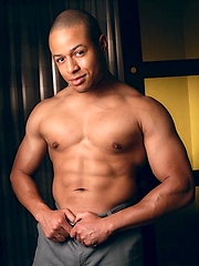 Bald muscle man naked