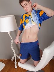 Athletic Marc Sense strokes his cock on his soccer ball.