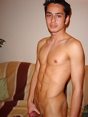 Amateur brunette guy showing his hard dick