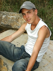 Nice gay boy jerking off on the nature