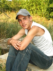 Nice gay boy jerking off on the nature