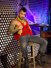 Draven Torres uses his uncut Latin cock in fetish scene