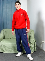 Sporty boy Luis masturbating his nice cock