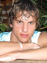 Straight euro boy posing on the backyard