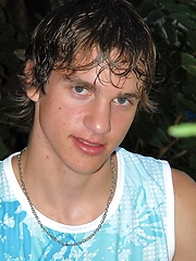 Straight euro boy posing on the backyard