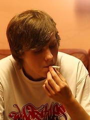Sweet teen boy jacking off his hairy uncut cock