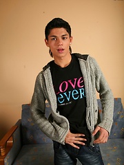 Sexy brunette boy Rokas busts a nut