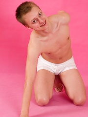 Handsome straight teen guy Matthew poses in trunks