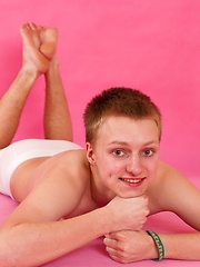 Handsome straight teen guy Matthew poses in trunks