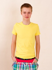 Cute blonde guy Matthew Philipps poses first-time