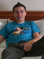 Cute young twink Roy strips for his first solo scene