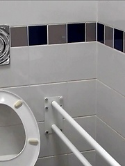 Jerking off in public wc