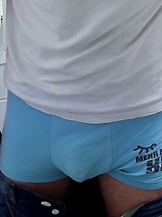 Jerking off in public wc