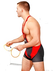 Angel Rock gives his cock to roped Connor Patricks