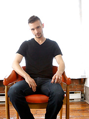 Arnaud strokes his cock