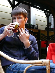 Smoking boy Aidan in the bar