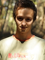 Twink Jake Palace jerking off in the woods.