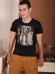 Kody Dunn stroking his cock in the kitchen.